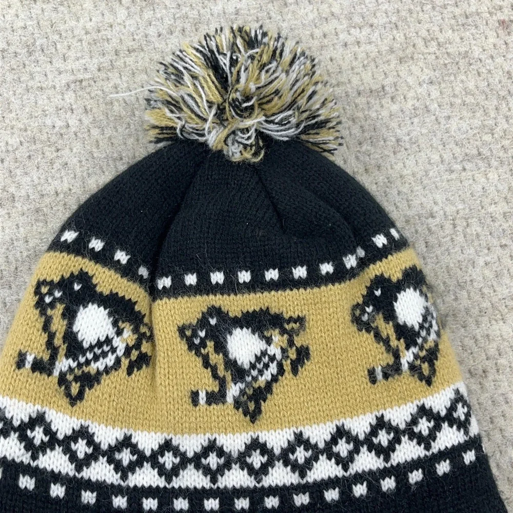 Pittsburgh Penguins Beanie Hat Cap Beanie Toboggan Ear Flaps Pom Pom Ear‎ Flaps